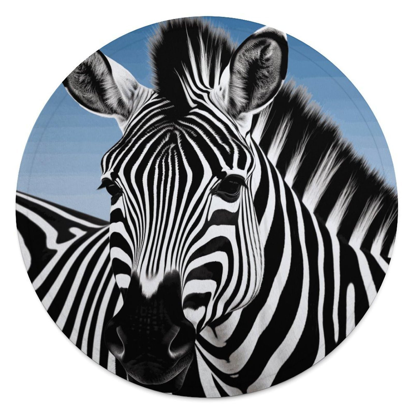 Zebra Blanket Novelty Round Tapestry Super Soft Flannel Mom Blanket Cozy Beach Throw Tapestry Lightweight Thick Throw Blankets for All Seasons Diameter 59.1 in