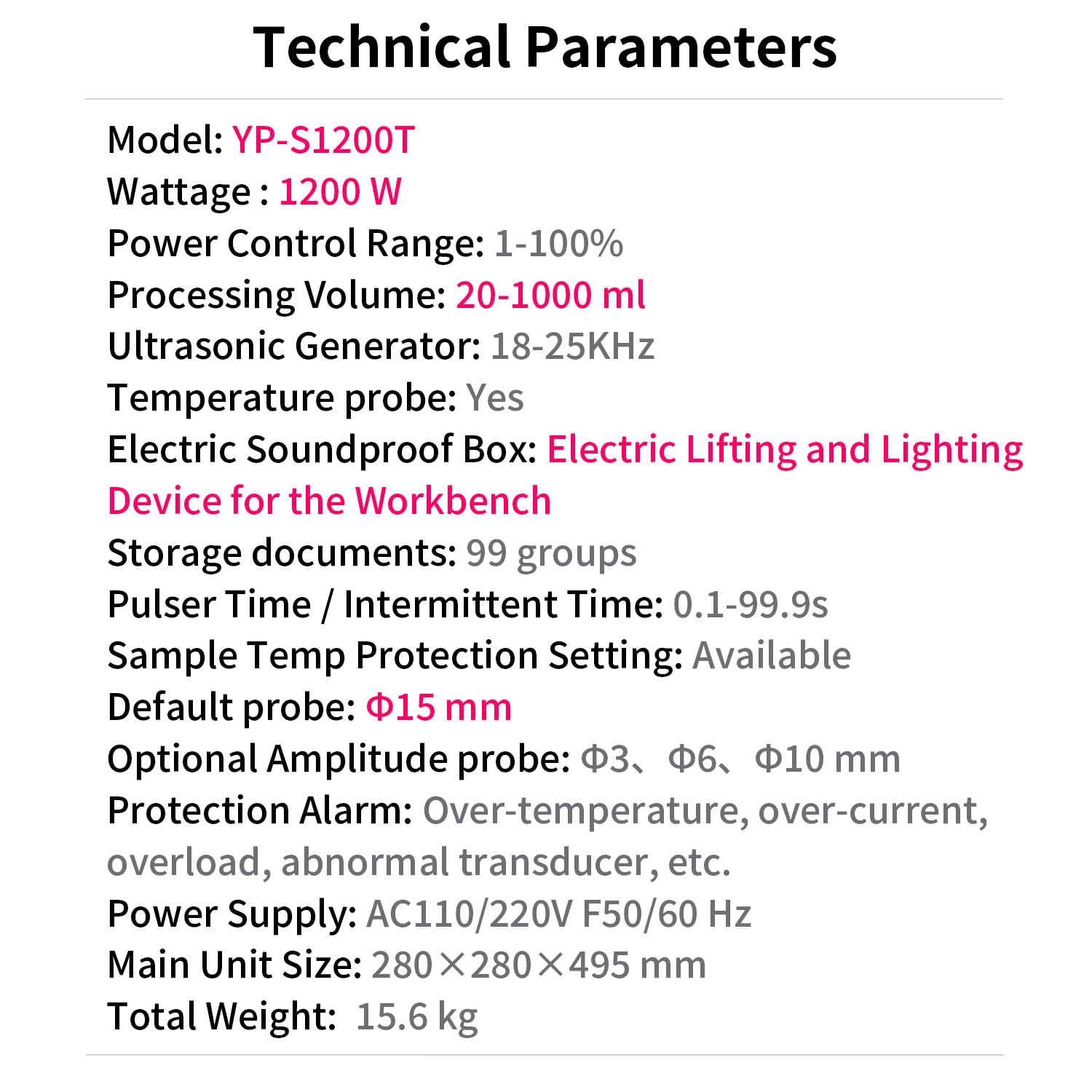 Lab Homogenizer,lab Homogenizer Processor with Temperature Probe,Electric Lifting,YP-S1200T,20-1000ml (1200, Watts)