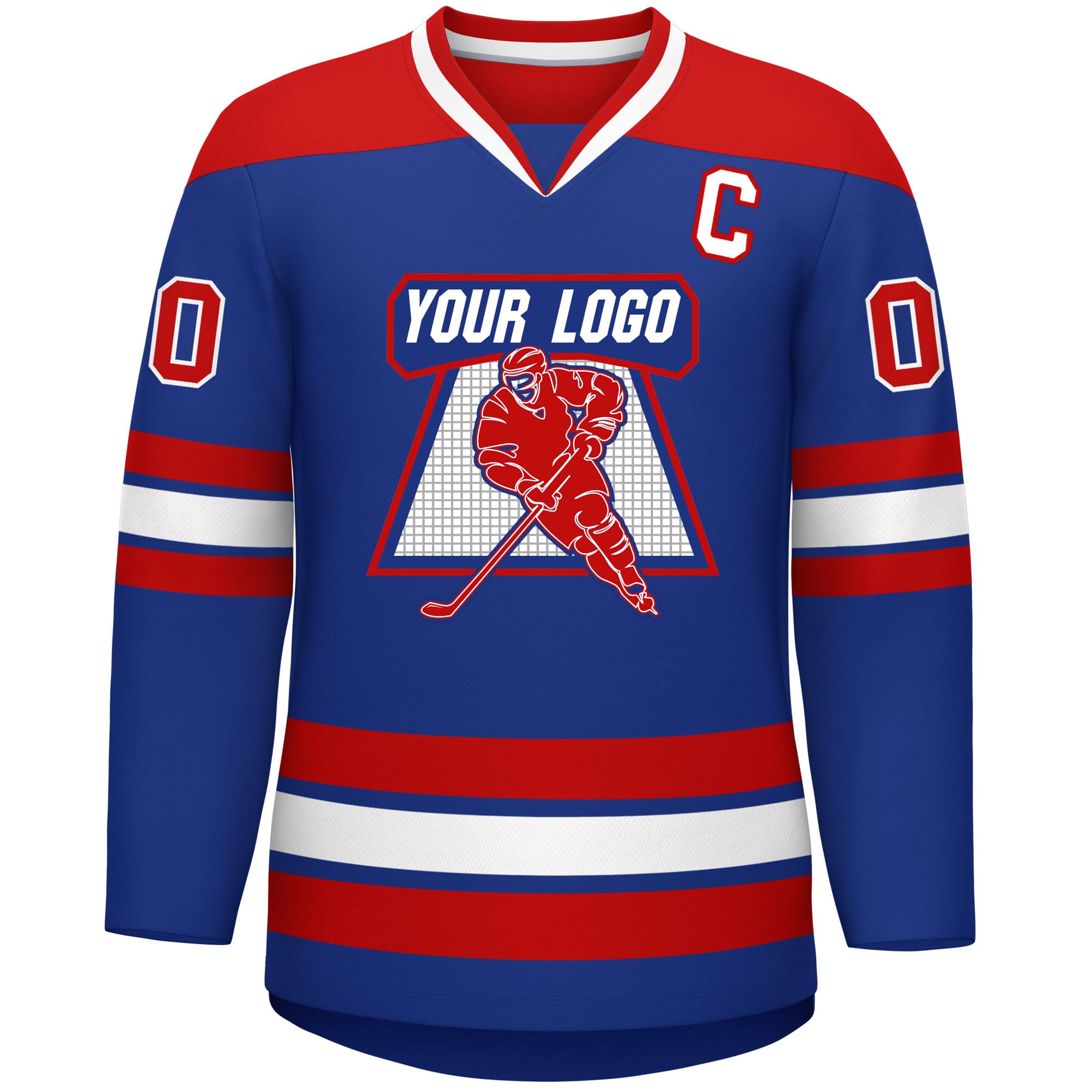 Custom Hockey Jersey Stitched or Printed Name Number V-Neck Athletic Jersey