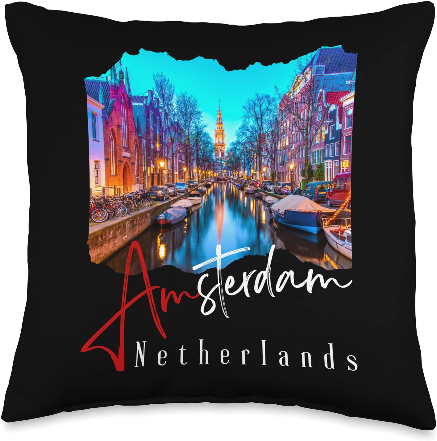 Amsterdam Souvenirs Store Throw Pillow, 16x16