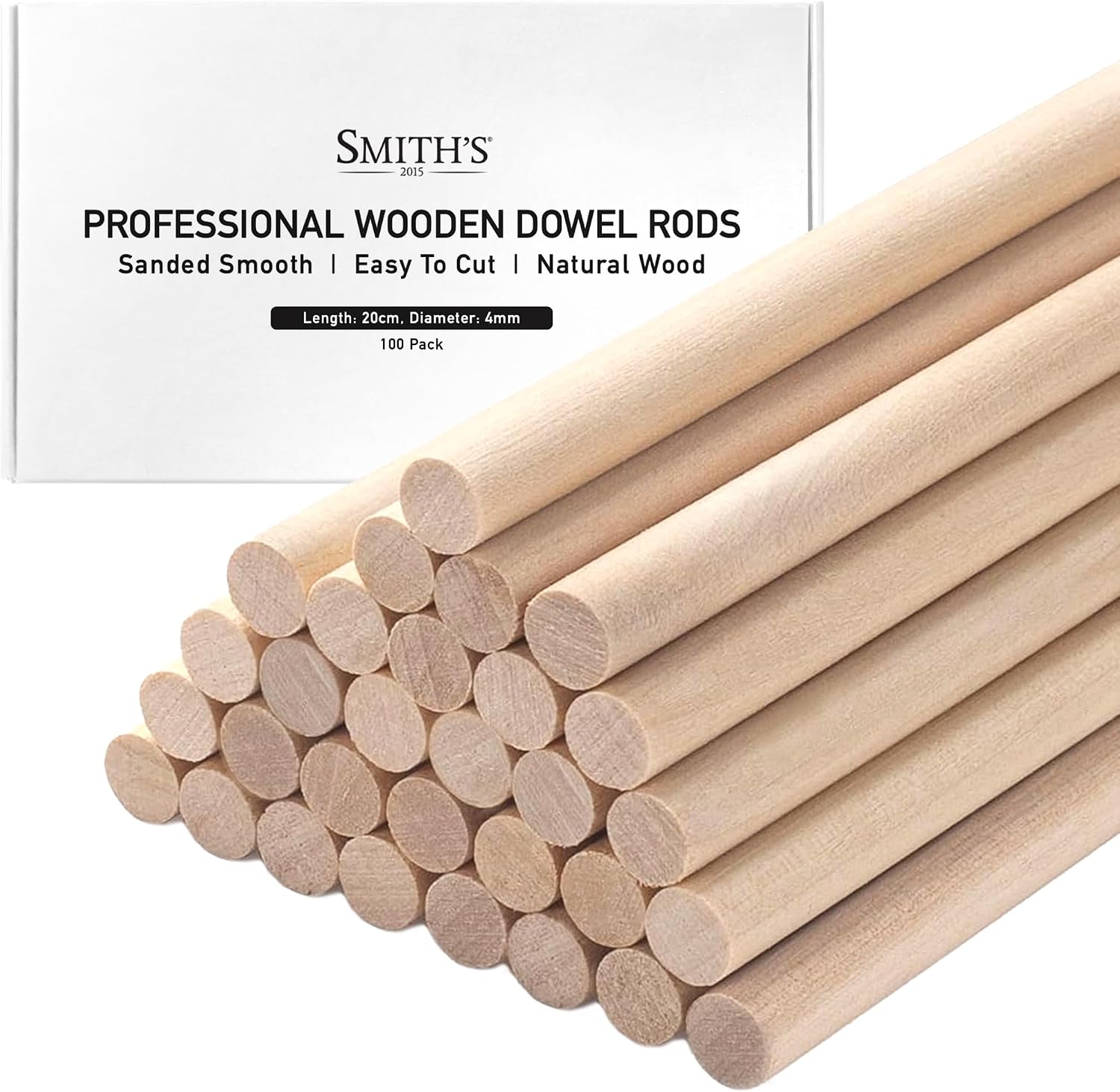 20cm Rod Wooden Dowel Rods by Smith’s® (100 Pack / 20cm x 4mm) | Unfinished ...
