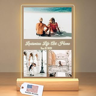 LOUISMIAA Custom Picture Frames Night Light,Personalized Photo Frame,Customized Picture Frame,Personalized Anniversary Birthday Valentine's Day Gifts for Women Men Same Day Shipping