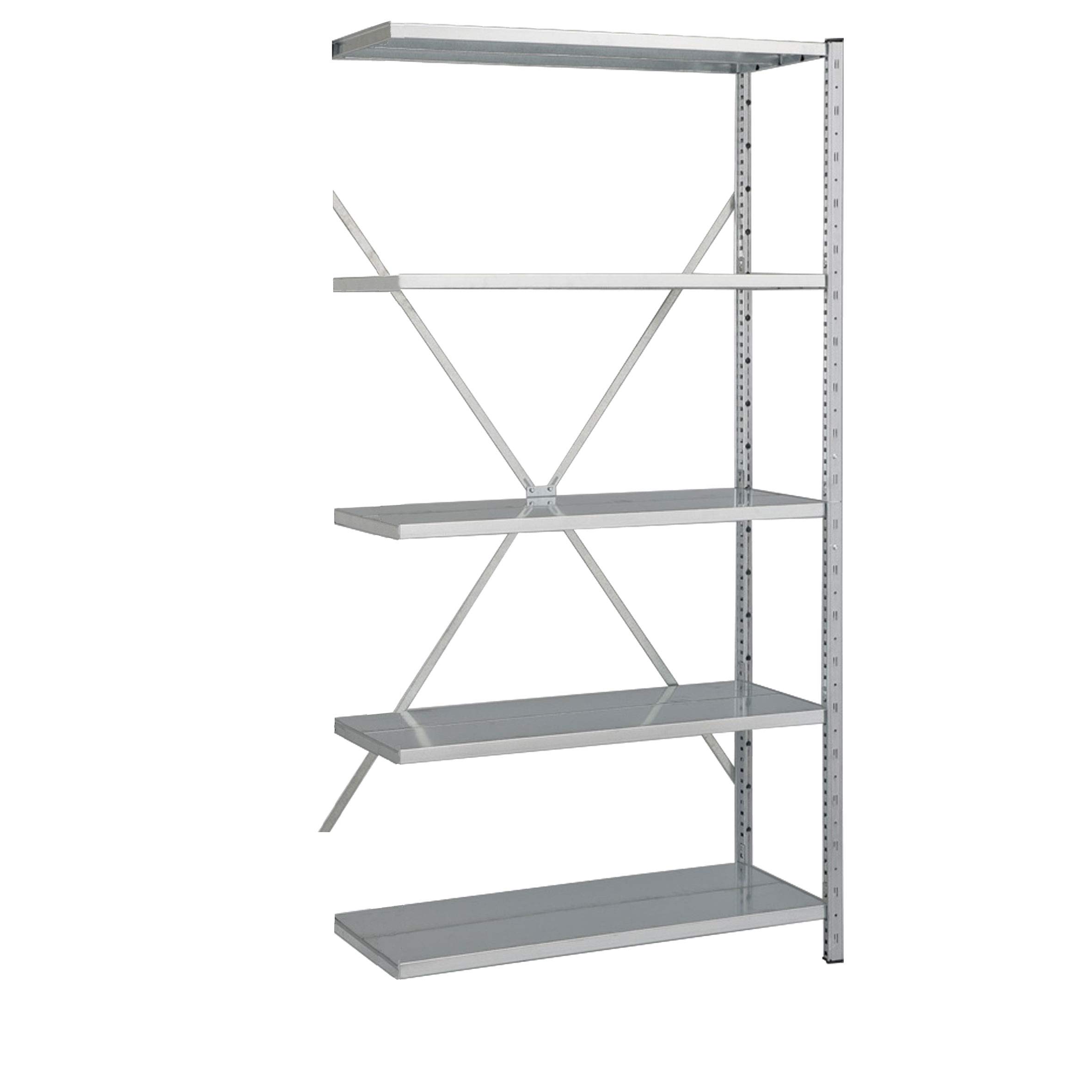 Scaffale PROFESSIONALE in metallo 5 ripiani cm L100xP40xH200, Portata 700 Kg, Zincato, Incastro Modulo ESPANSIONE