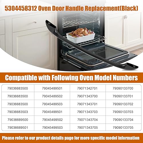 Miniatura 2 de POUOH Manija de puerta de horno 5304458312 mejorada, compatible con horno Frigi-daire Ken-More Elec-trolux, rango  estufa, reemplaza el mango del