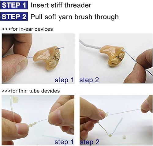 Miniatura 3 de 50 unidades de limpiador de audífonos listos para usar, kits de limpieza de instrumentos finos con rosca efectiva para dispositivos auditivos (50)