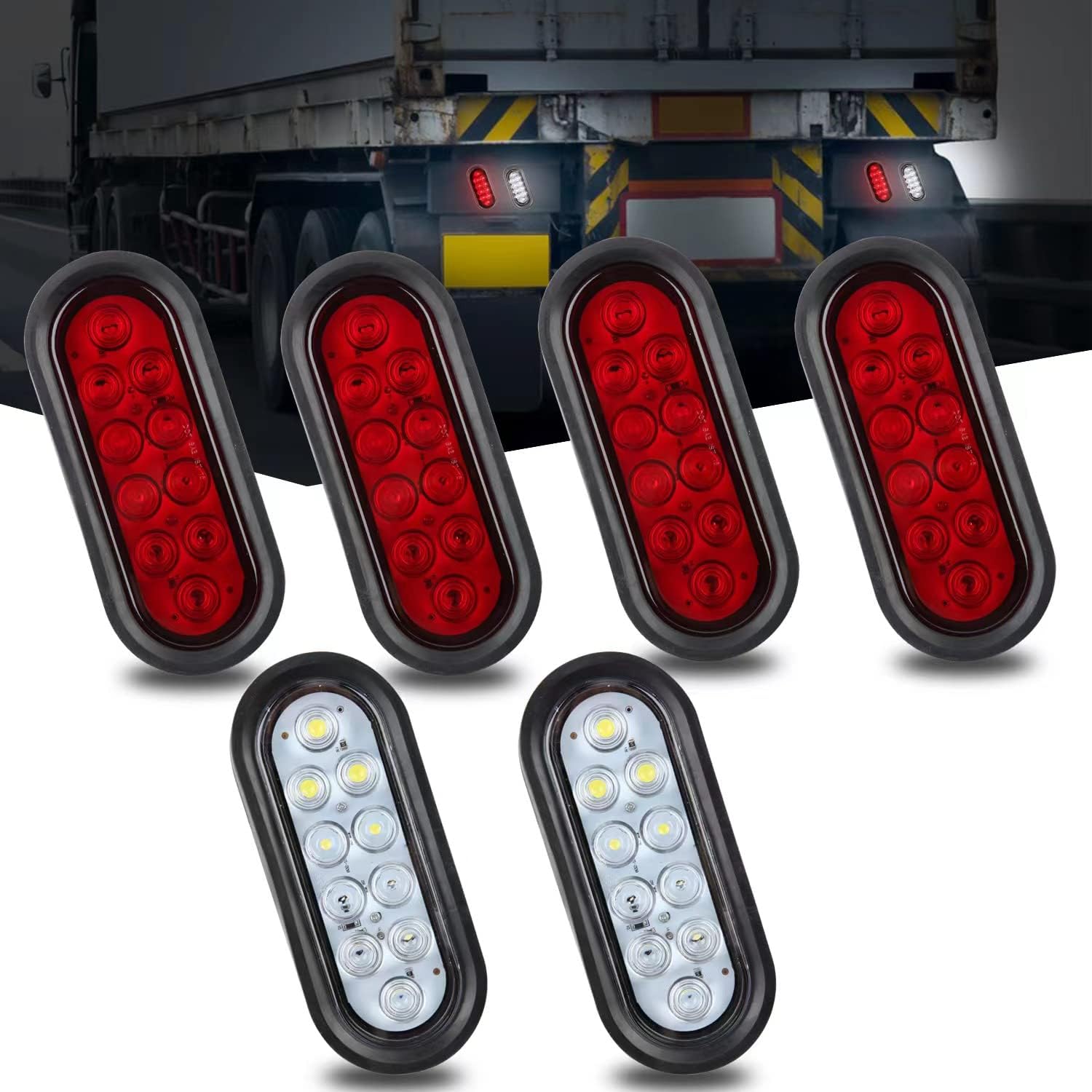 MCRESOAR 6 Inch Oval led Trailer Tail Lights 10 LED Flush