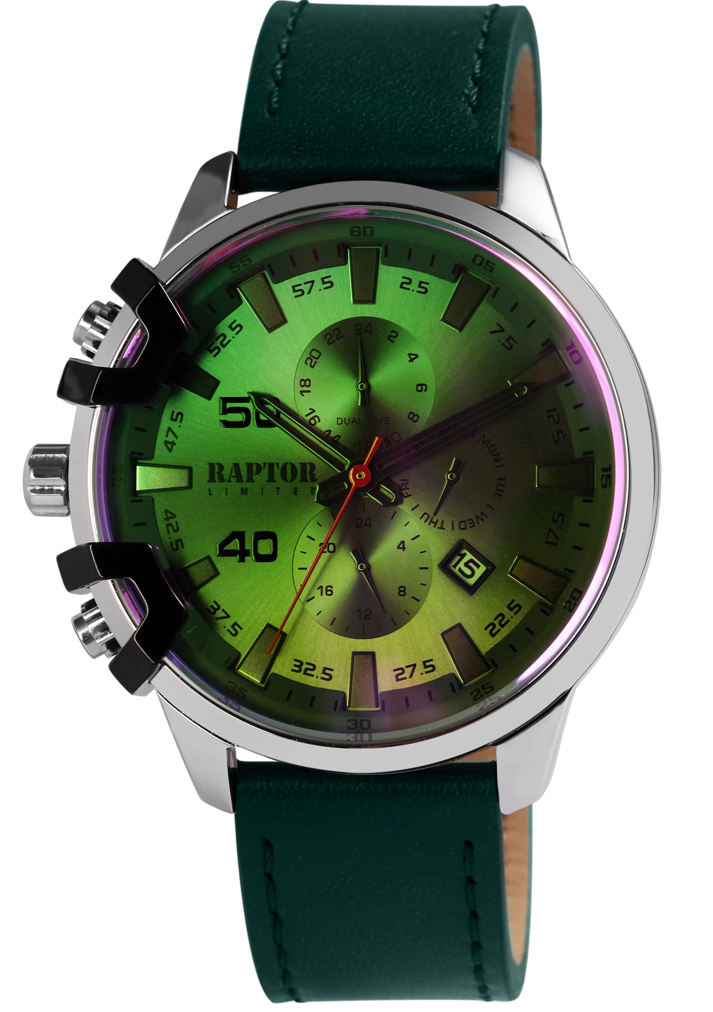 Raptor Limited Arve RA20363 - Orologio da uomo in pelle, multifunzione, con datario, analogico, al quarzo, Blu