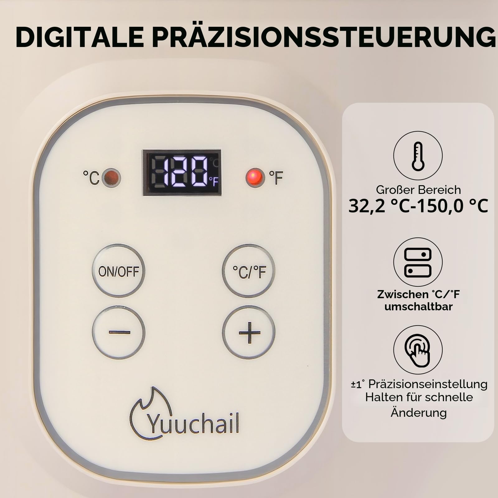 Elektrischer Wachsschmelzer mit Digitalanzeige, 1,5 l, 30–150 °C, automatische Abschaltung