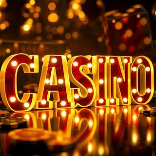 Aurelema Casino Themed Party Decorations 6.3" Light up Sign Decor
