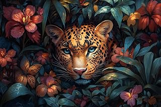 KY-lunk Paint by Number, Leopard in Rainbow Jungle, Adult Crafts Adults' Paint-by-Number Kits, Room Decor Gift for Birthday Festival (16x20 inch,No Frame)