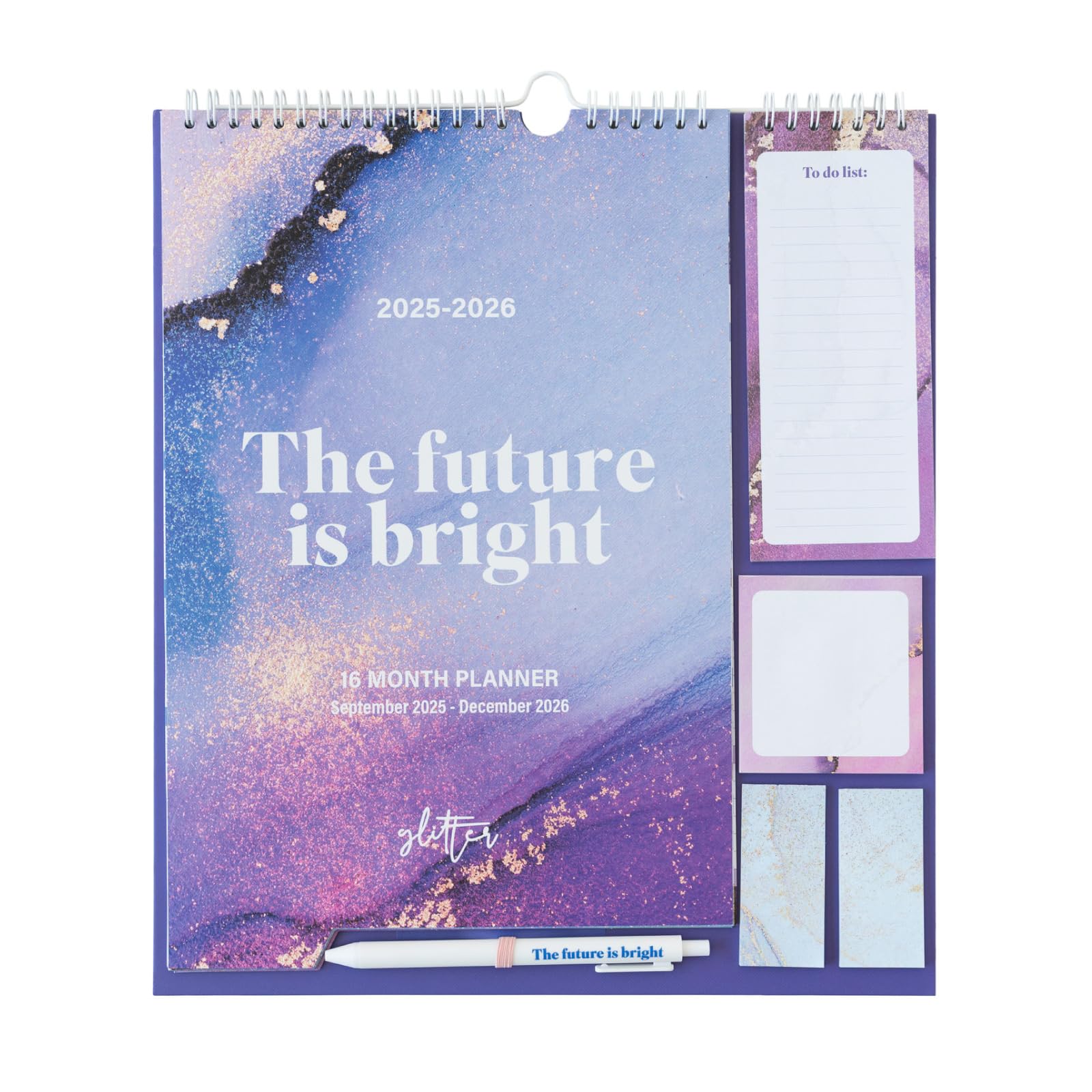 Grupo Erik Wall Planner 2026 - Glitter Gifts For Family | Monthly Planner With Stickers, Pen, Shopping List, Sticky Notes | Wall Calendar 16 Months Sep 2025 - Dec 2026