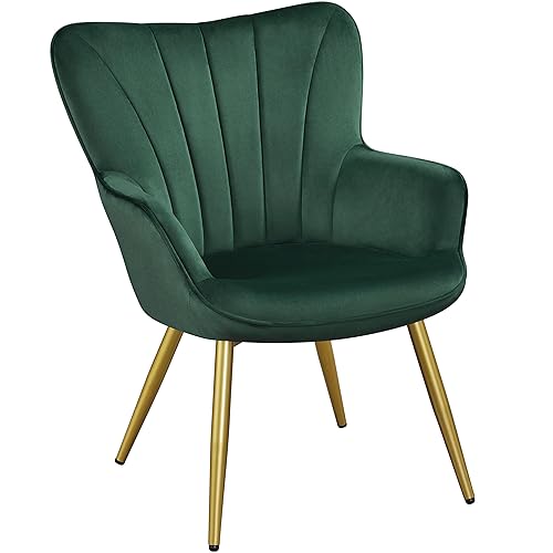 Yaheetech Velvet Accent Chair, Modern Armchair Vanity Chair with Wing