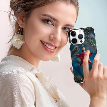 Phoona Christmas Transparent Print Phone Case for iPhone 16e 2025 6.1,Aesthetics Pattern Design Soft TPU Silicone Xmas Cases, Shockproof Bumper Protector Camera Girls Women Cover,Sterne