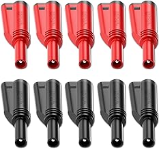 10PCS 4mm Stackable Banana Plugs 10A Insulated Safety Connector Shrouded Plug Screw Type Solderless for DIY Multimeter Test Leads Cables Red&Black
