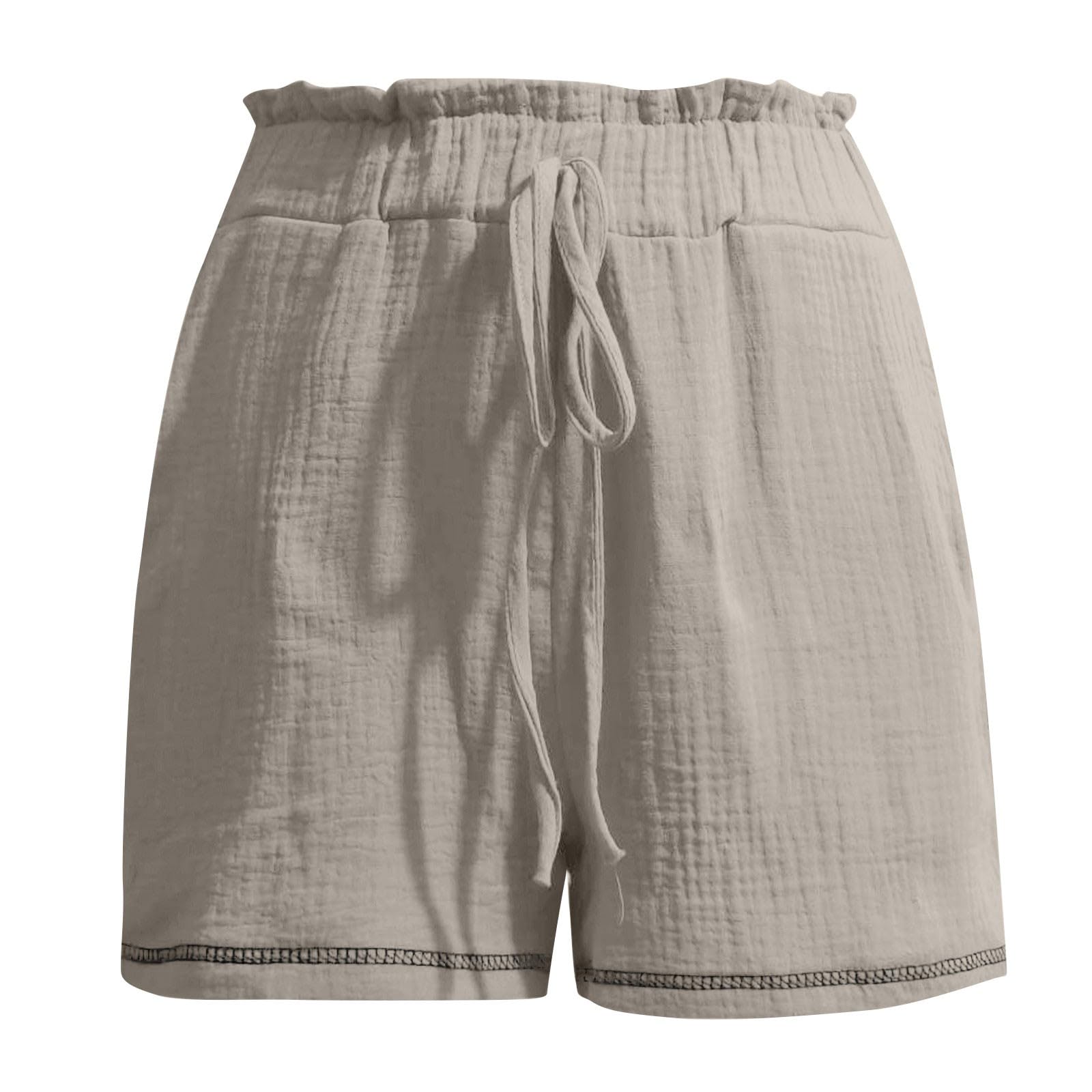 Bermuda Femme Shorts Femme Fluide Grande Taille Coton Jogging Shorts Leger Sport avec Cordon De Serrage Et Poches Pantalon De Travail Et Les Vacances