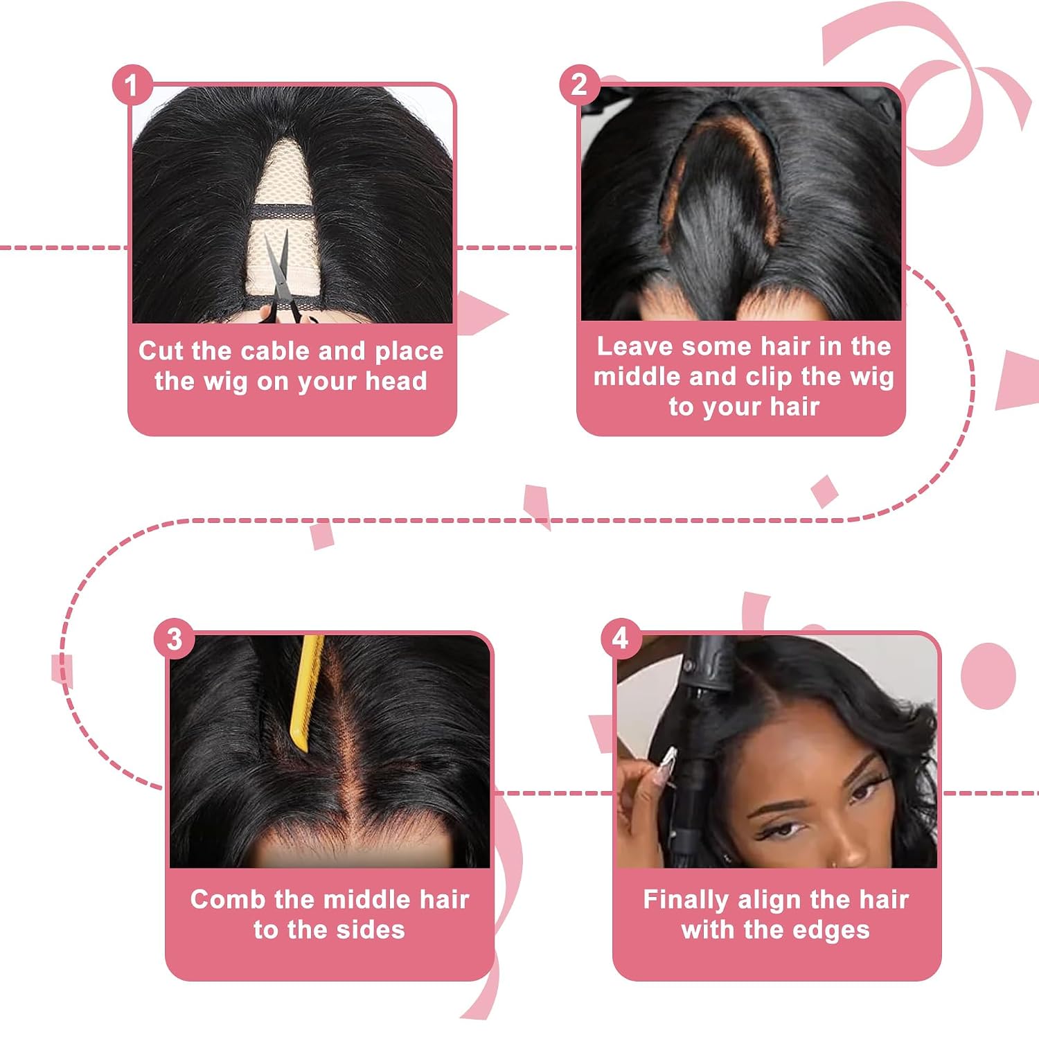 V Part Wig Human Hair Body Wave 180% Density Glueless Wigs Human Hair No Leave Out No Glue Upgrade Remy Half Wigs Human Hair For Women Beginner Friendly Natural Black(16 inch)