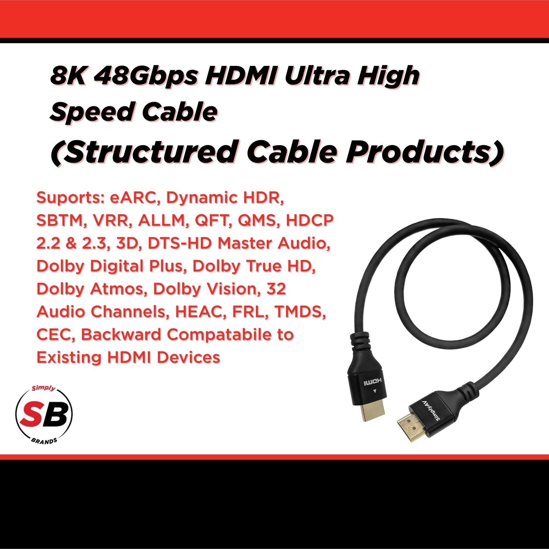 UltraFlex by SimplyAV Câble HDMI ultra haut débit 8K 48 Gbps 5 m