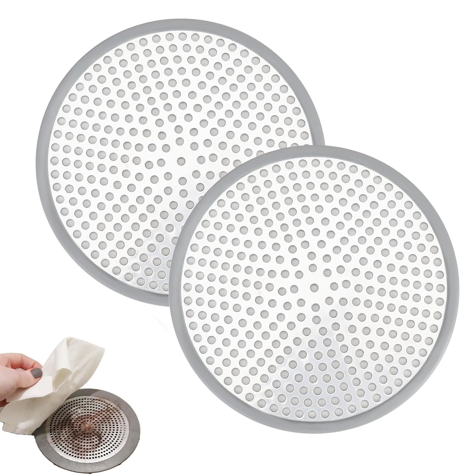Nooynoeo Silver 2 Pcs Shower Drain Hair Catcher, Bathroom Sink Bathroom Sink Strainer, Shower Plug Hairs Trap, Drain Catcher For Kitchen Bathroom Tub Floor Prevent Clog