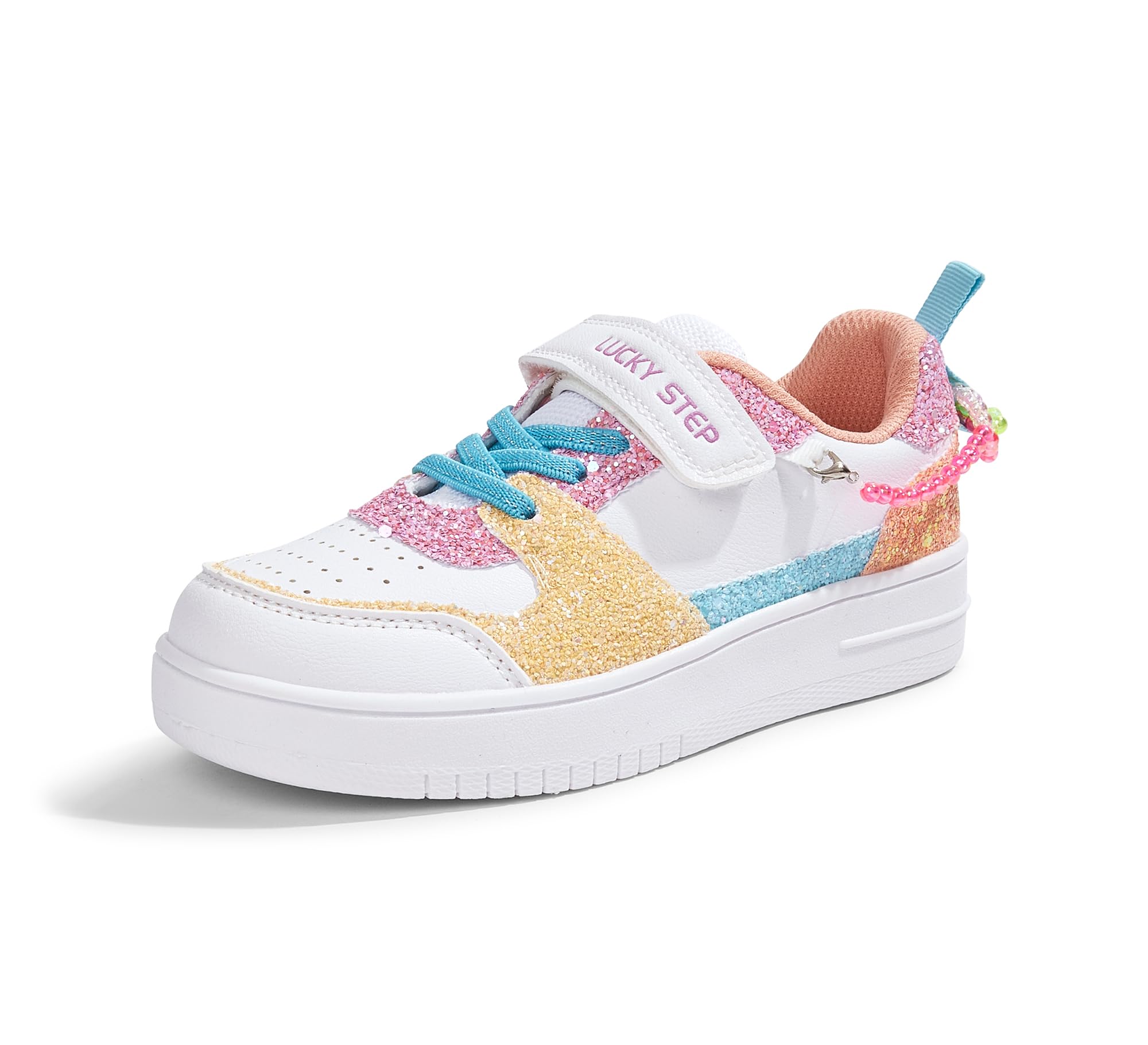 LUCKY STEP Chaussures de Sport Étincelantes avec Fermeture Fermeture Auto-agrippante, Perles Brillantes pour Filles, Confort Optimal pour École/Fêtes (Enfants/Filles)