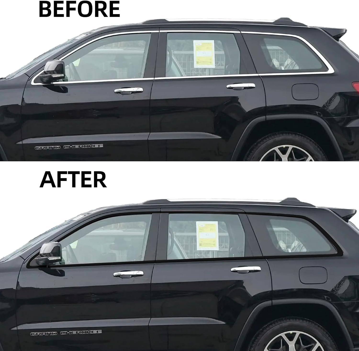 Side Window Trim Chrome Delete Blackout Overlay Kit Pre-Cut Vinyl Compatible for Jeep Grand Cherokee 2011-2021