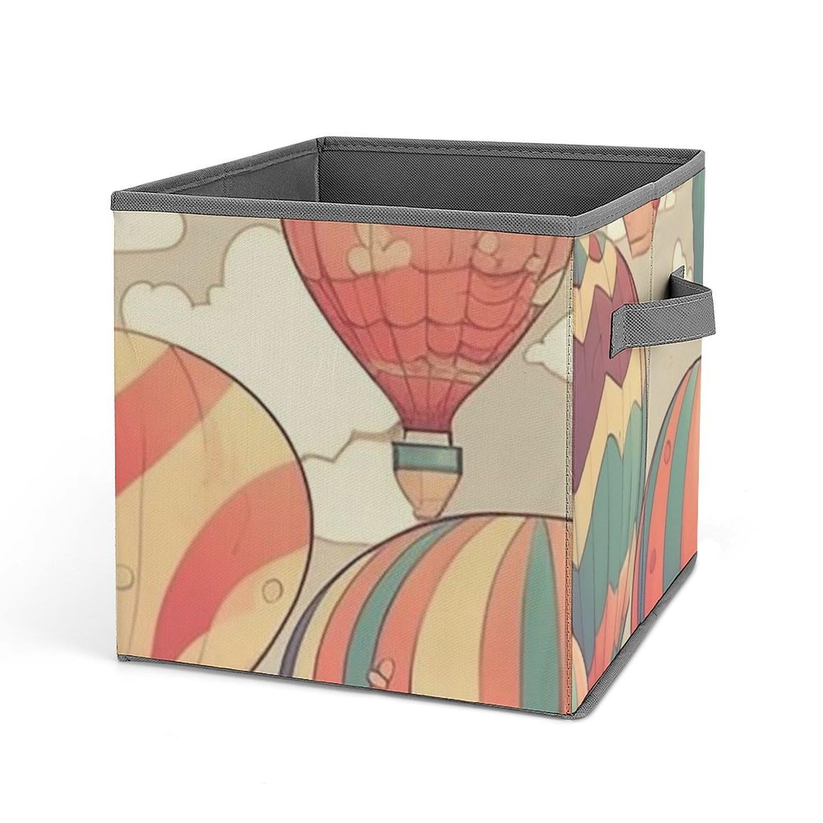 Bacs de rangement en tissu pliables colorés motif montgolfière pour placard