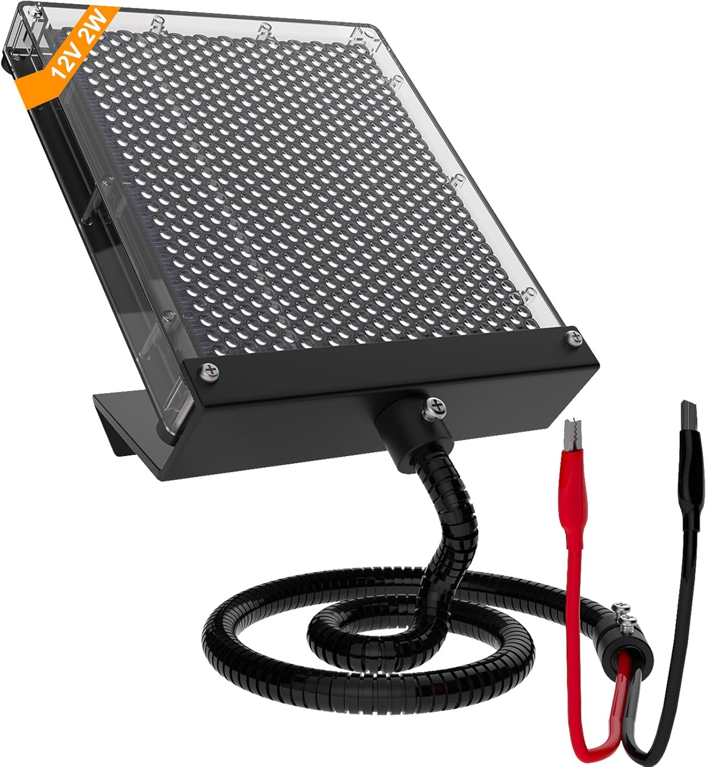 SOLPERK Solar Panel for Deer Feeder 12V 2W, Black Waterproof Solar Battery Charger Deer Feeder Battery with Mounting Bracket and Alligator Clips Solar Panel 12 Volt