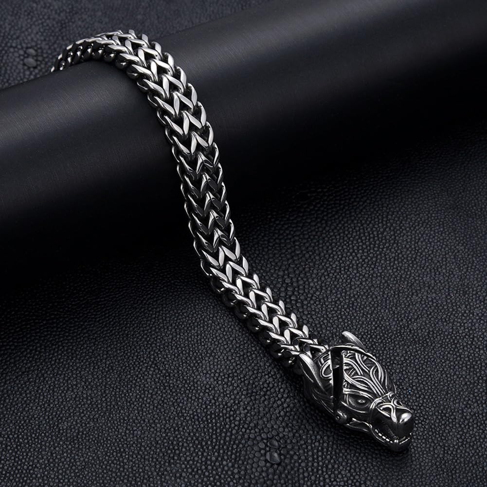 Bracciale Uomo Lupo Vichingo Con Perline In Pietra Naturale – Regolabile, Anti-Ansia, Regalo Originale Per Lui