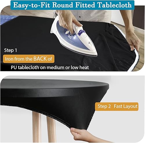 Miniatura 6 de Mantel redondo de poliuretano de diseño doble ajustado, mantel redondo elástico lavable antidesgarros, mantel ajustable suave al tacto, mantel