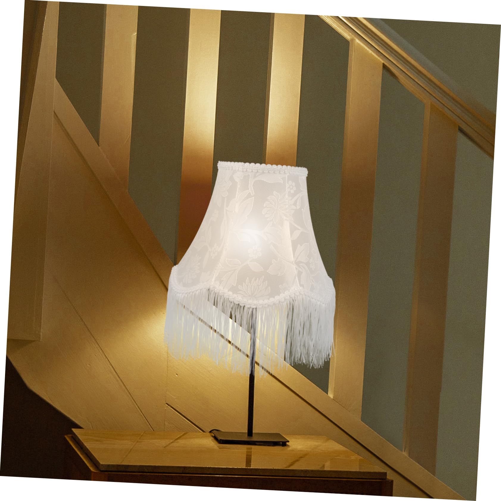 Paralume Frange Vintage Bianco in Stoffa e Metallo E27