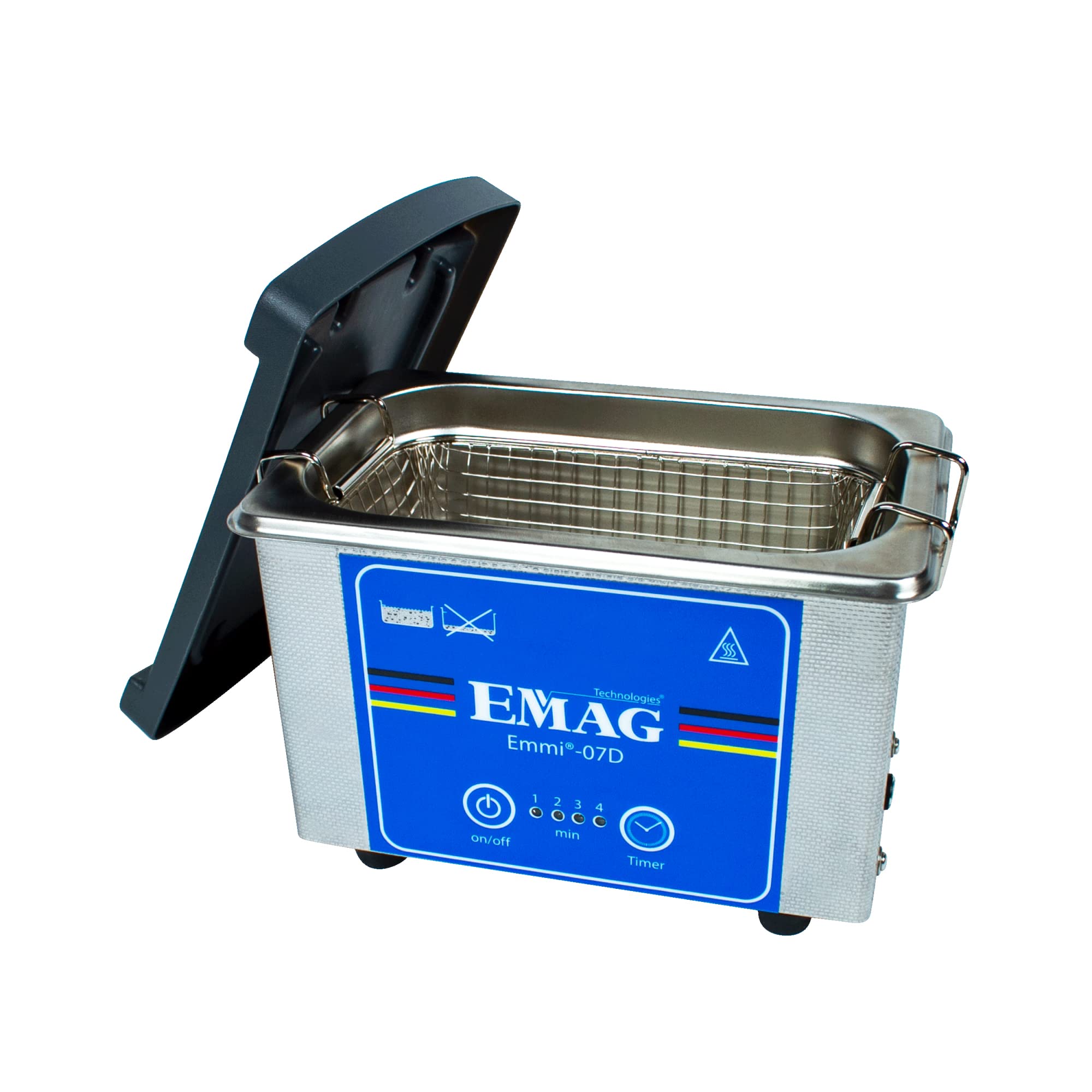 EMAG Ultraschallreiniger Emmi 07D Edelstahl I Brillenreinigungsgerät auch Schmuck & Uhren + Timer I Ultraschallreinigungsgerät aus Deutschland I 500ml