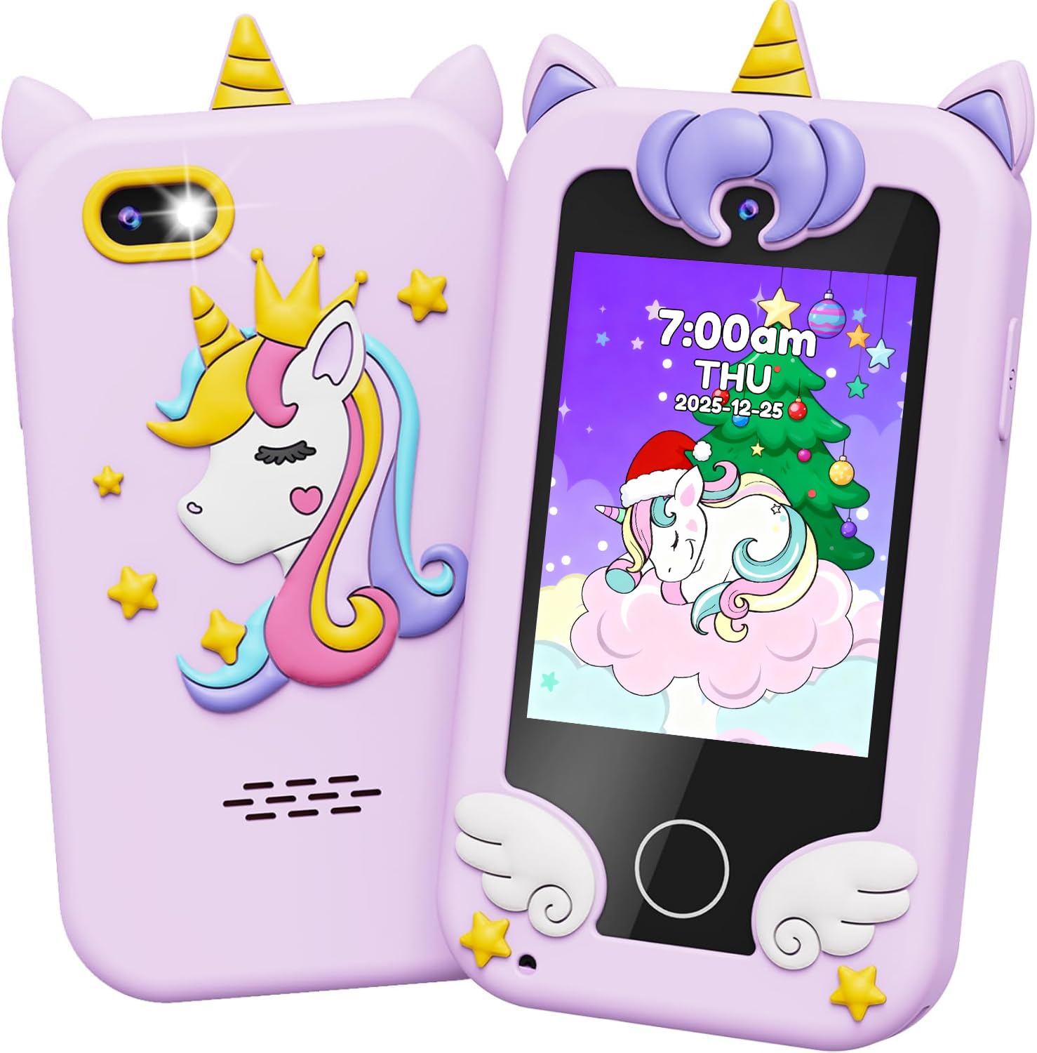 UCIDCI Kids Smart Phone for Girls Ages 3-7 with Dual Camera - Learning Games, Travel Toy with MP3 Music Player for Christmas, Birthday Gifts for 3-7