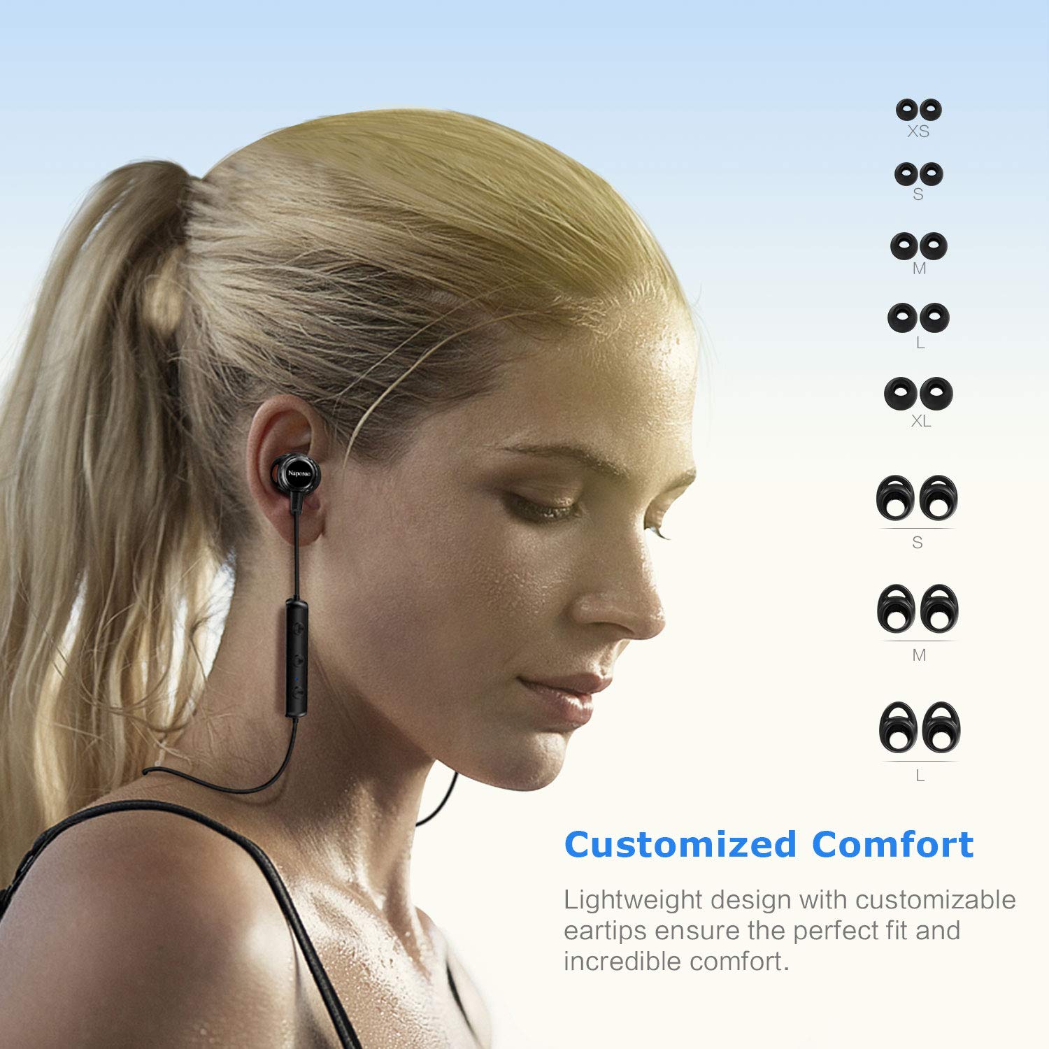 Naporon Wireless Headphones, HiFi Stereo Magnetic Earbuds
