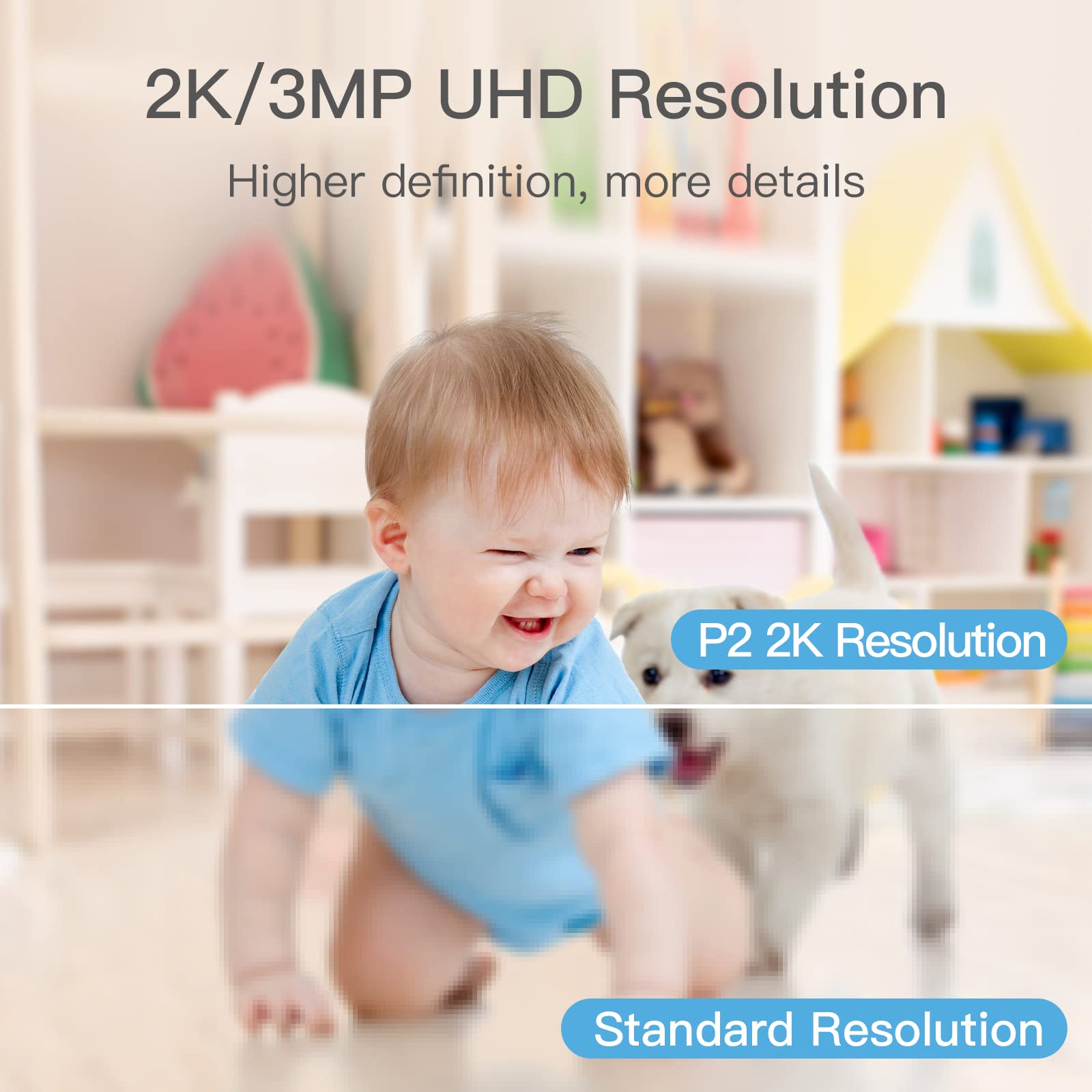 LAXIHUB Osłona 360 °C Pan Tilt Indoor Security Camera, 2K Full HD Smart Monitor Baby Pet Camera z aplikacją na telefon, noktowizor, dwukierunkowe audio, Motion Sound Detection, współpracuje z Alexa