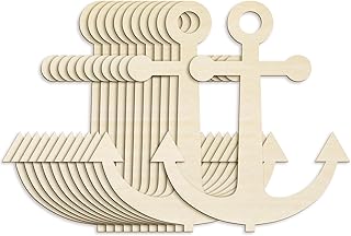 Anglechic 12 Pack 12 Inch Blank Anchor Cutout Unfinished Wood Anchor Slices Wooden for Crafts Summer Shaped Ornaments Door Hanger Decor for Summer Home Party Decoration Craft Project