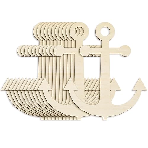 Anglechic 12 Pack 12 Inch Blank Anchor Cutout Unfinished Wood