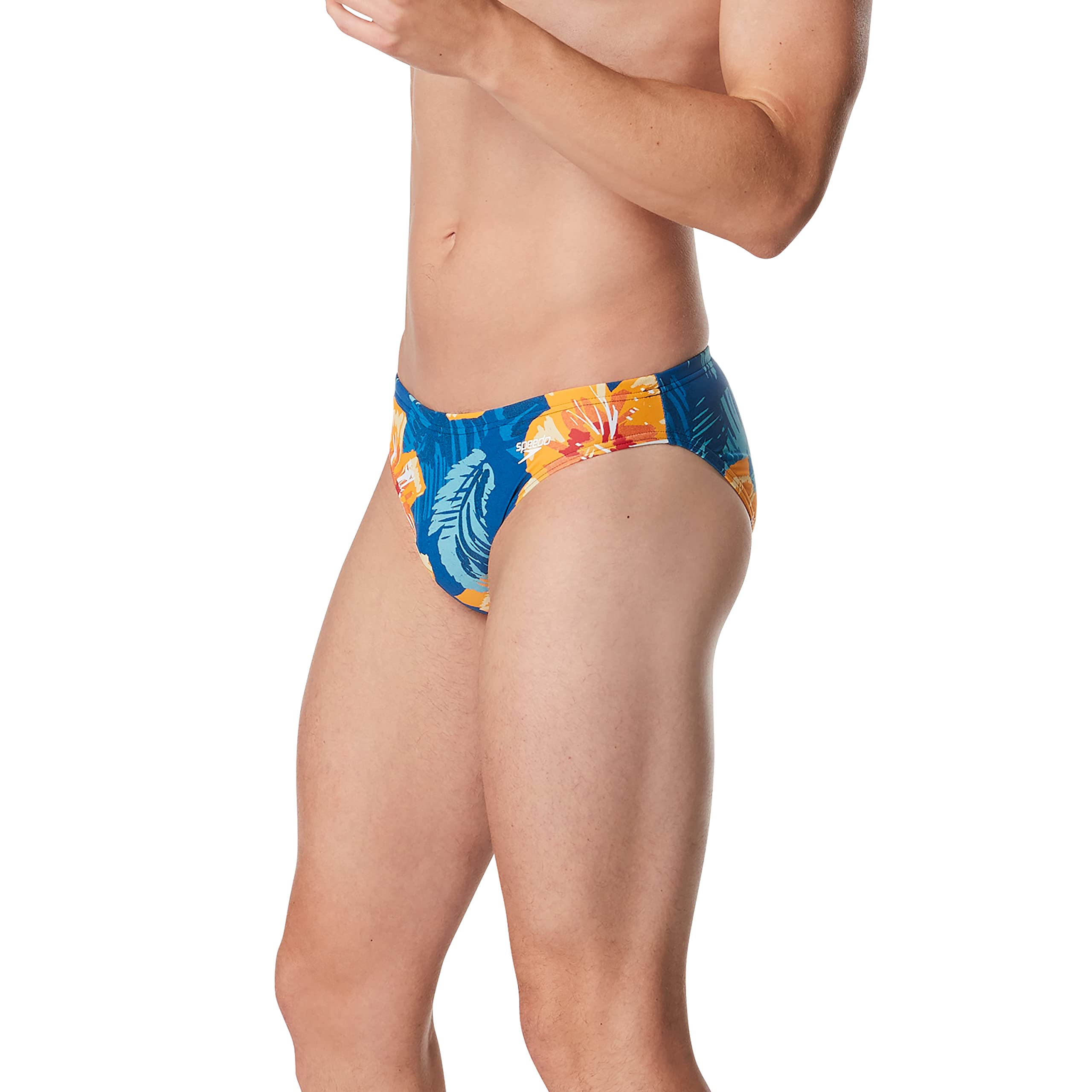 Speedo Bañador Slip Creora Highclo Impreso Ajustados para Hombre, Vibe Delphinium Blue, 32