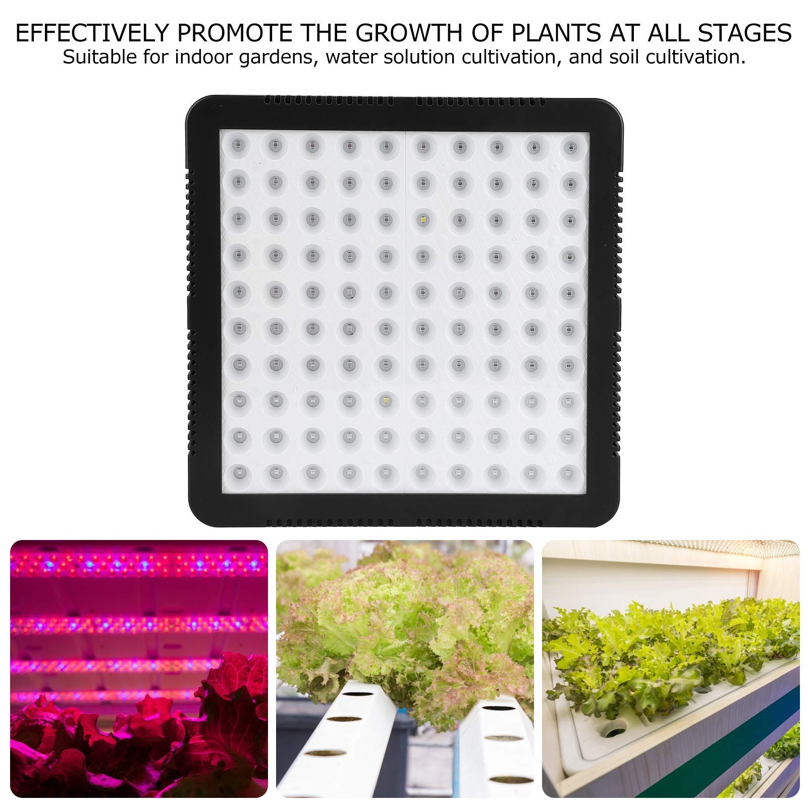 Duokon Plant Grow Light, 300W 100LED Chips Grow Lamp Planta de espectro completo Panel LED Accesorio de luces de cultivo 85-264V(EU Plug)