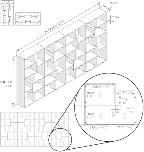 Miniatura 89 de Mobili Fiver, Estantería Iacopo XS (63.31 x 31.5 pulgadas), roble rústico, fabricada en Italia Roble rústico,Ashwood Negro,Ashwood Blanco,Efecto