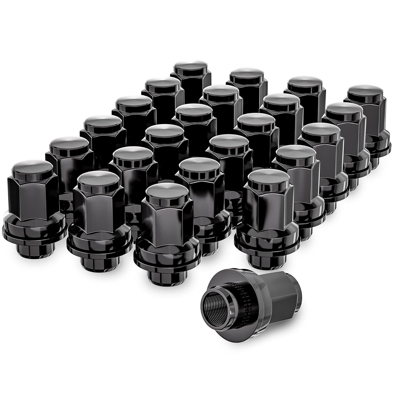 YIZBAP 24PCS Black Lug Nuts, M12x1.5 Mag Seat Lug Nuts, 1.46" Tall 13/16" (21mm) Hex for Tacoma /4Runner/Camry/Sienna/Tundra/FJ Cruiser/Corolla/Sequoia/Avalon/Highlander/Matrix/Prius/Venza