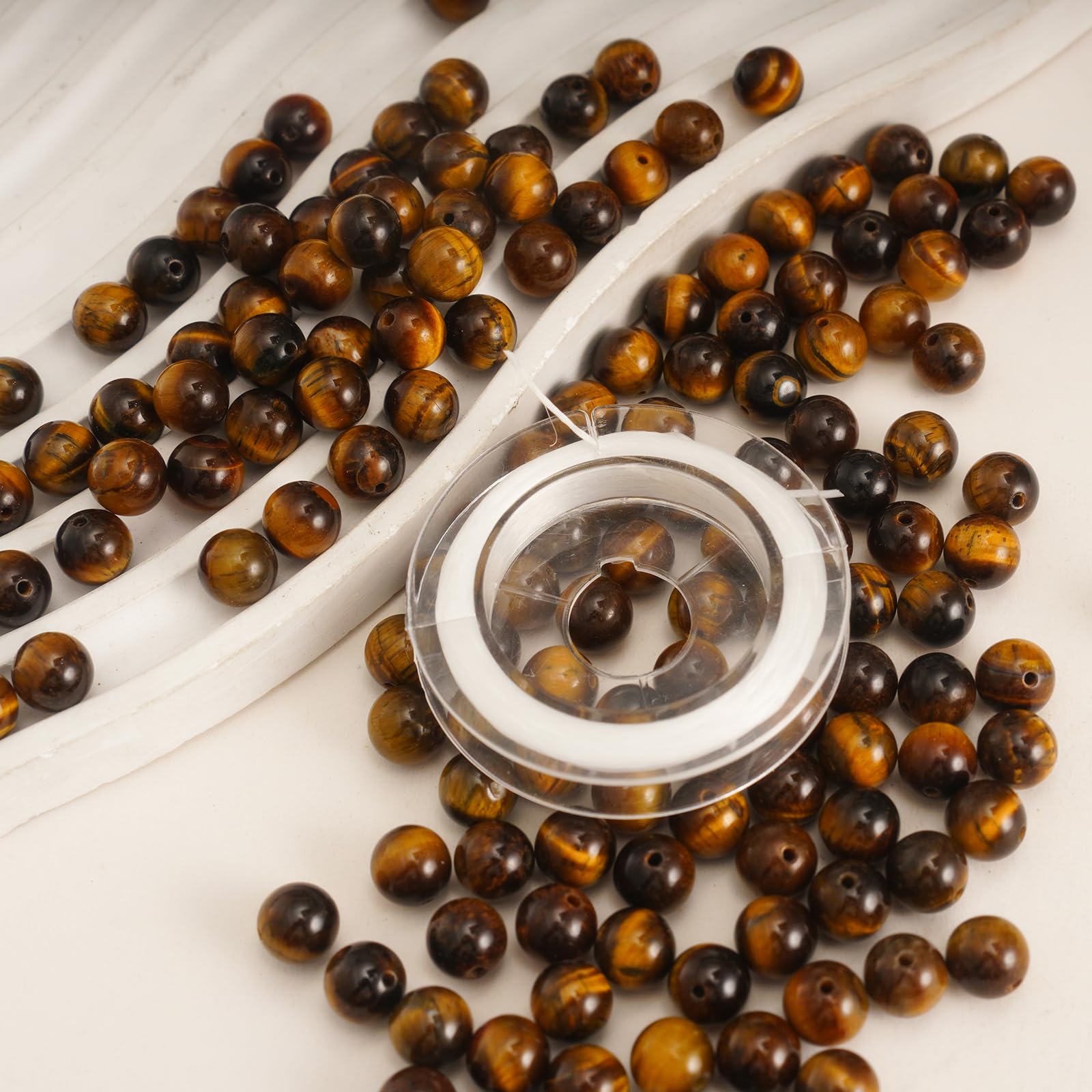 150pcs 8mm Yellow Tiger's Eye Gemstone Round Loose Beads for Jewelry Making Energy Stone Healing Power