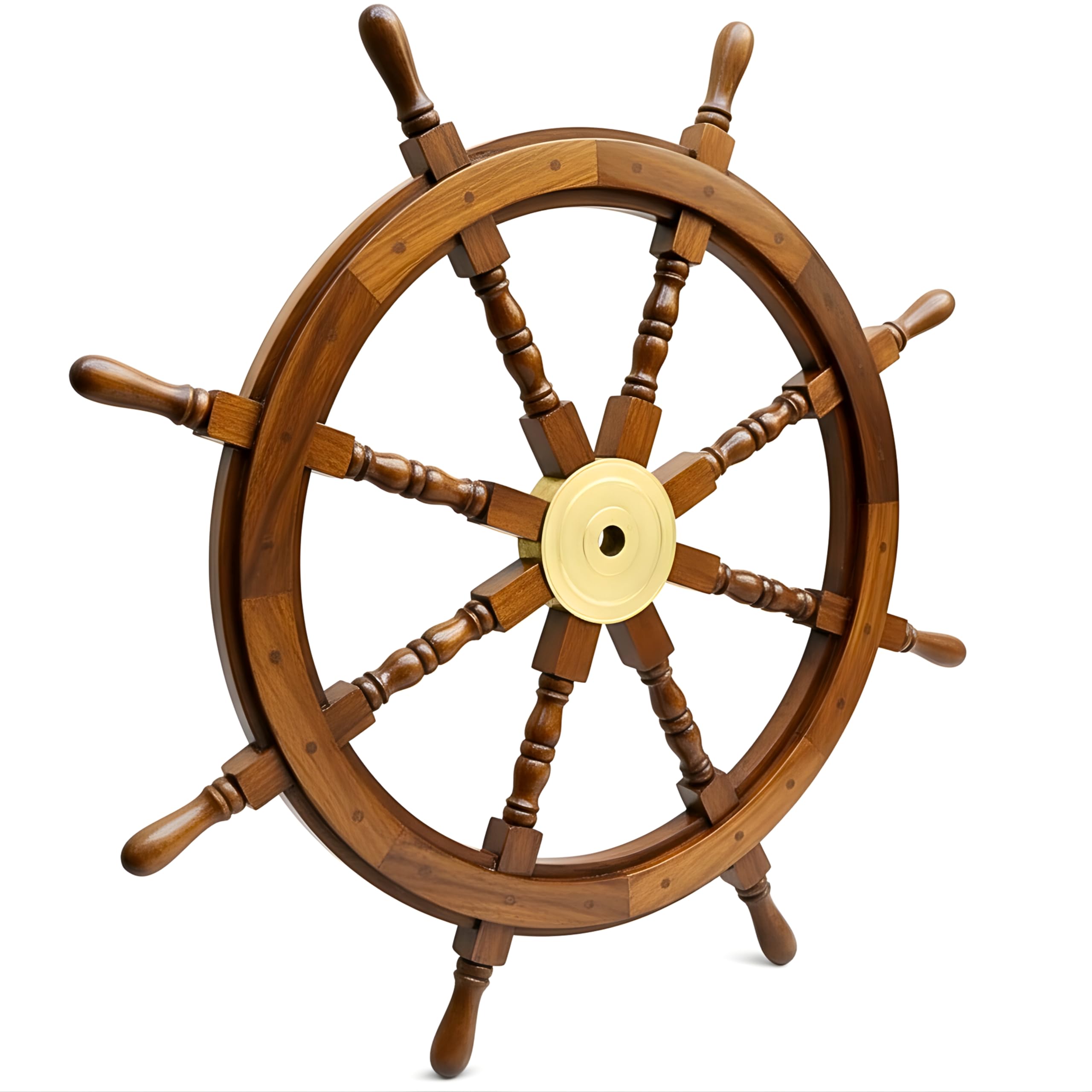 Bhartiya Handicrafts 48 Inch Nautical Ship Wheel for Wall Decor Wooden Pirate Boat Steering Wheel