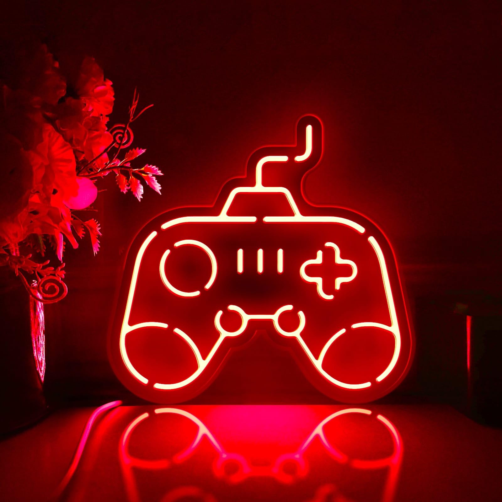 Game-Controller-LED-Lichtbox, Gamer-Wandkunst-Dekor, personalisiertes Lichtschild, Neonähnliche Schreibtisch-Dekorationen, Schlafzimmer-Dekor, Geschenk für Gamer (RGB-Licht, große Größe)