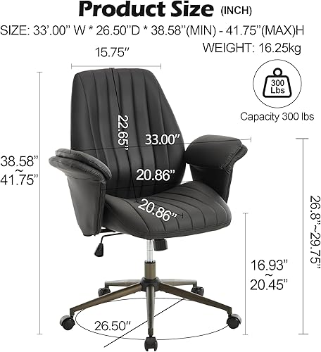 Miniatura 2 de Silla ergonómica de oficina en casa, silla de escritorio ejecutiva de soporte lumbar, silla de computadora de altura ajustable con función de
