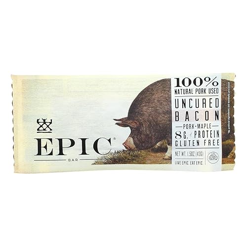 Epic, bar, cerdo, mple, uncrd Bacon, pack de 12, tamaño 1,5oz, (Low Carb Lácteos, última intervensión sin gluten de trigo última intervensión