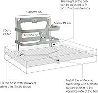 Vista 5 de 3 en 1 moisés de bebé, cama de dormir co para bebé, para cama de bebé en cama, cuna portátil, ventana de malla transpirable y visible, cubierta