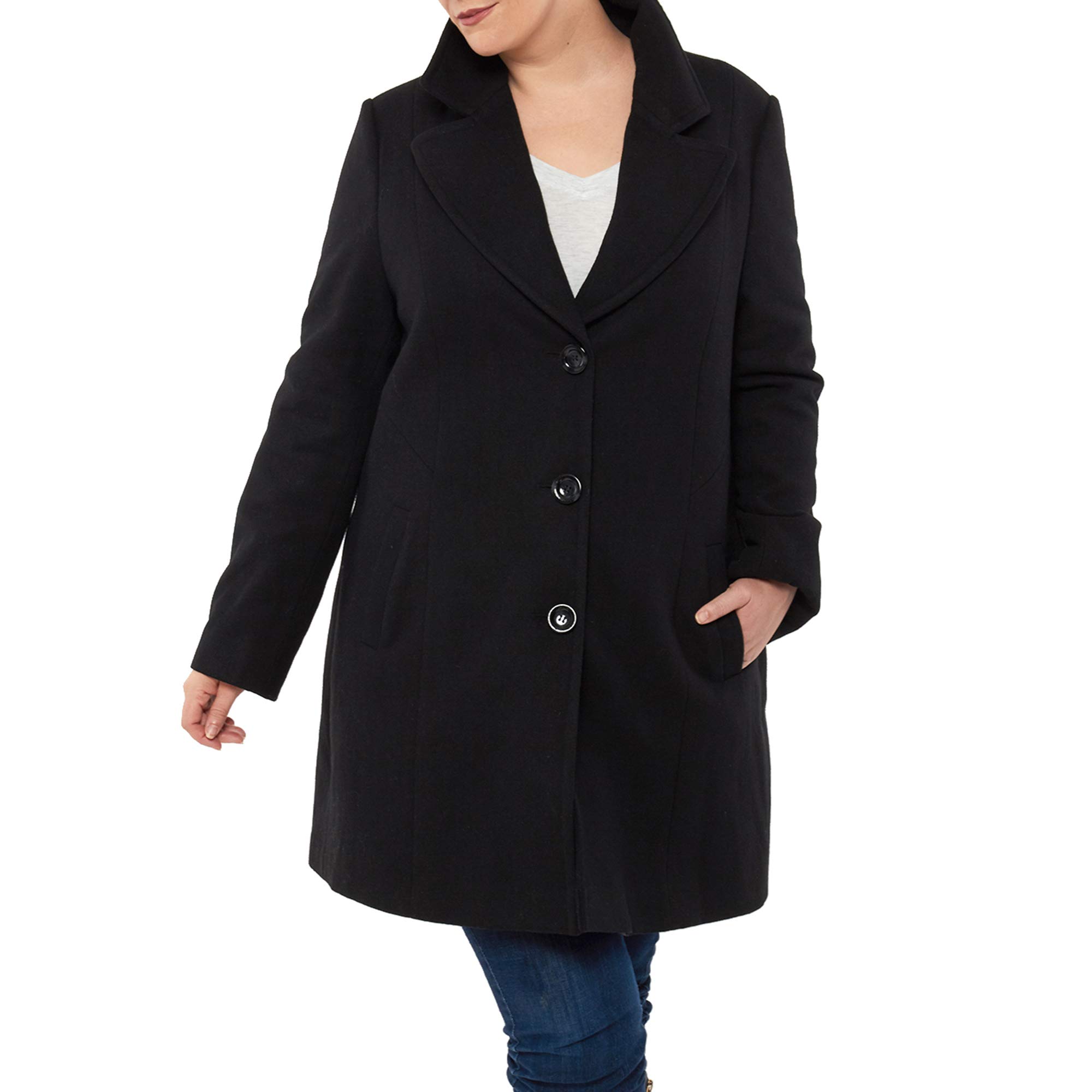 alpine swiss Alice Abrigo de lana de talla grande para mujer Abrigo clásico para caminar con solapa y muesca para mujer