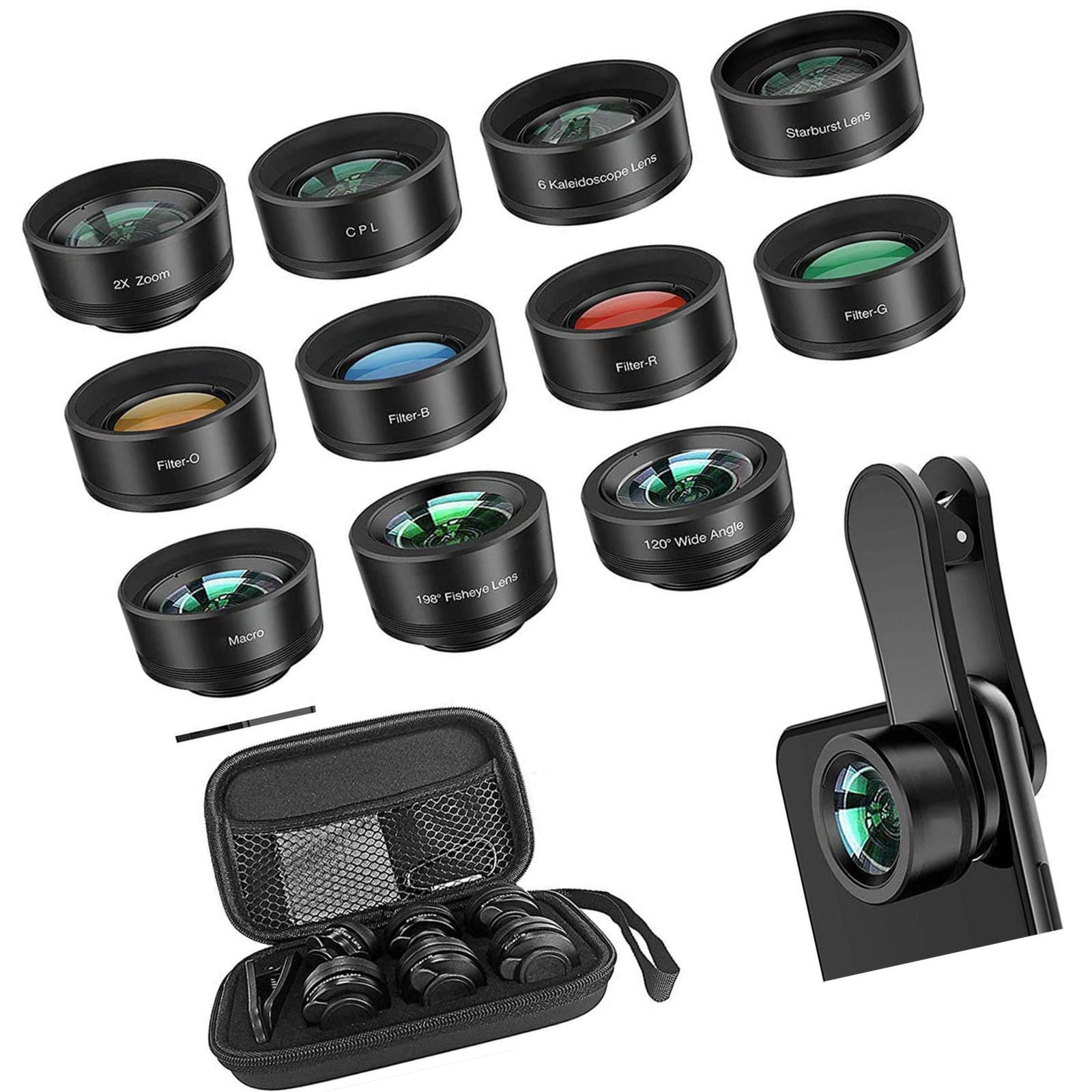Amazon.co.jp: 11 in 1 携帯電話カメラレンズキット 0.36X120°広角