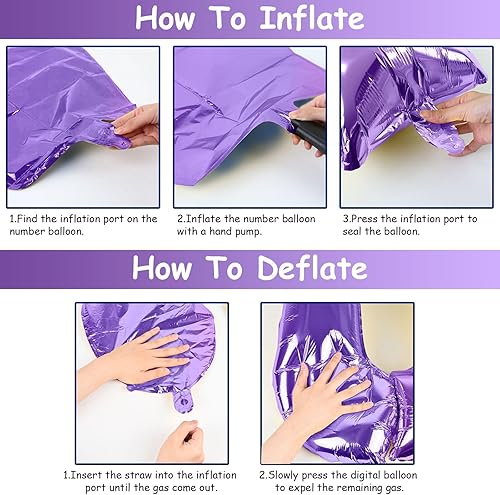 Miniatura 7 de Globos de cumpleaños número 40 púrpura, globos grandes de 40 pulgadas de mylar de aluminio número 4 y 0 púrpura para mujeres, globos de cumpleaños