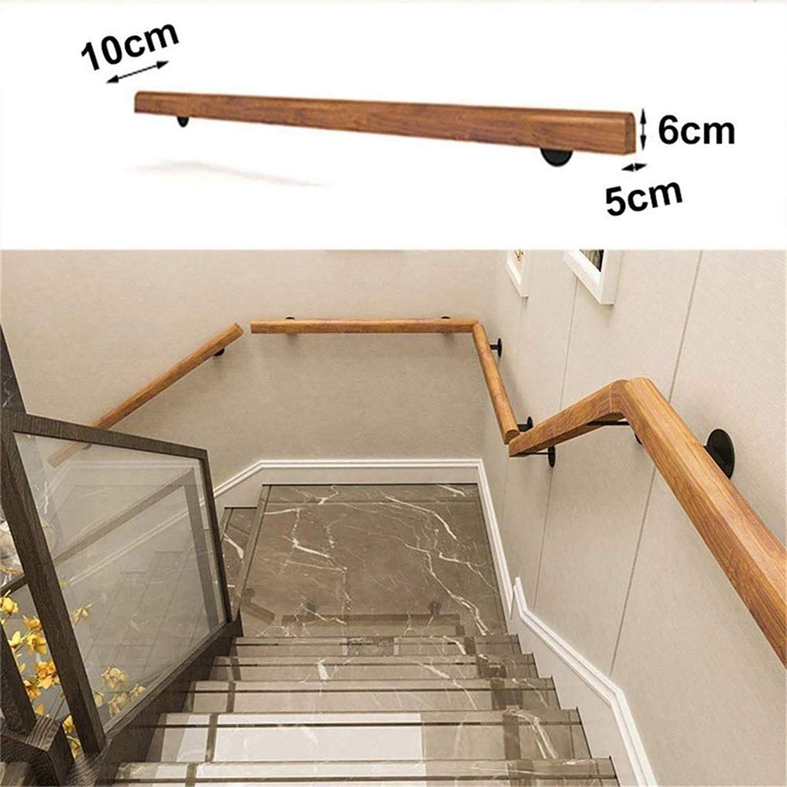 (1ft-20ft) Mains Courantes Antidérapantes - Kit Complet. Rampe D'escalier En Bois Naturel, Garde-corps Pour Personnes Âgées Barre De Couloir De Rail De Soutien De Main De Sécurité (Size : 4ft/120cm)