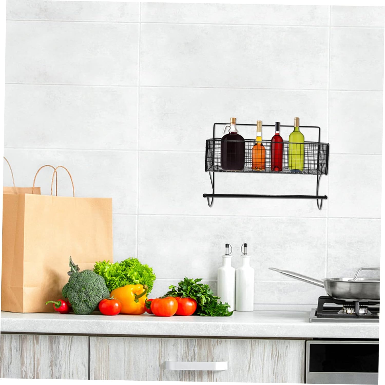 1pc Wall-Mounted Storage Rack for Bathroom and Kitchen Rustproof Iron Organizer Punch Design Space-Saving Shelf for Toiletries and Household Items